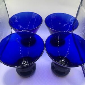 Cobalt Blue drinking cups (4)4” Libbey Lowball Stemless Cocktail Martini Glasses